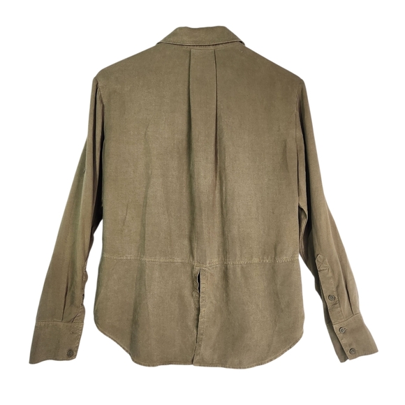 ANTHROPOLOGIE CLOTH & STONE army green button down shirt XS - Picture 2 of 15